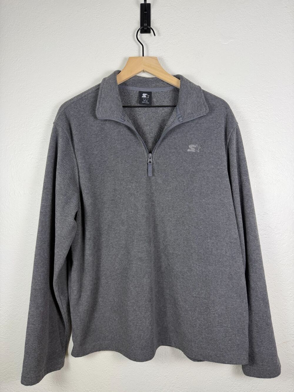 Starter 1/4 Zip Pullover Men’s L Gray Fleece Sweatshirt Fall Casual